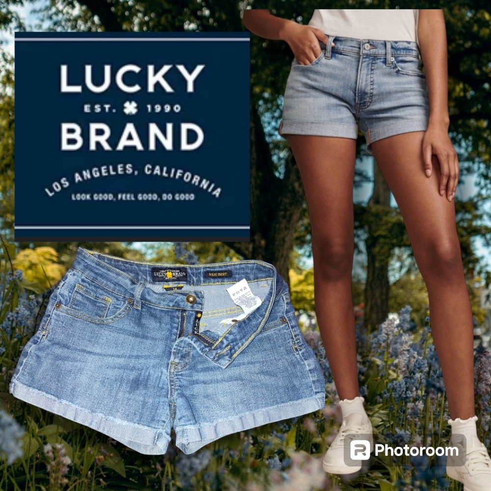 LUCKY BRAND Riley Jean Shorts for Girls Cuffed Med Ada Wash Sz 14 youth